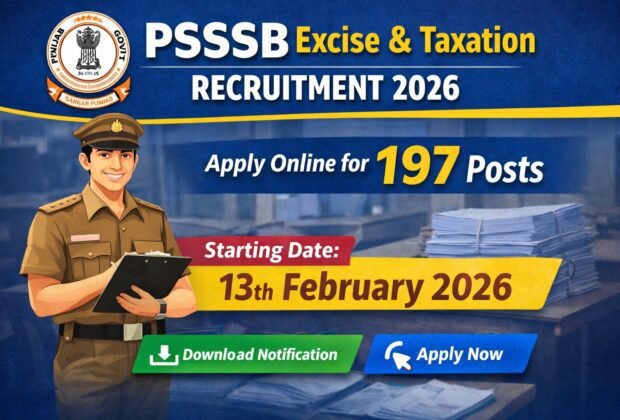 PSSSB Excise and Taxation Inspector Recruitment 2026 Apply Online