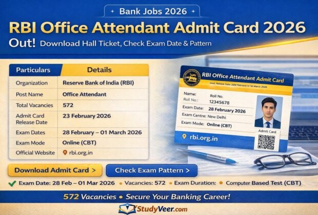 RBI Office Attendant Admit Card 2026