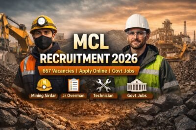 MCL Recruitment 2026 notification for 667 Mining Sirdar, Junior Overman and Technician posts