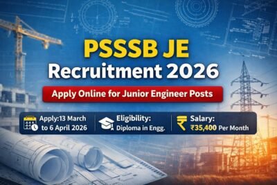 PSSSB JE Recruitment 2026 Apply Online for Junior Engineer Posts Salary 35400