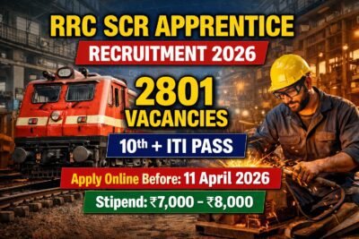 RRC SCR Apprentice Recruitment 2026 apply online for 2801 railway apprentice posts for 10th pass ITI candidates