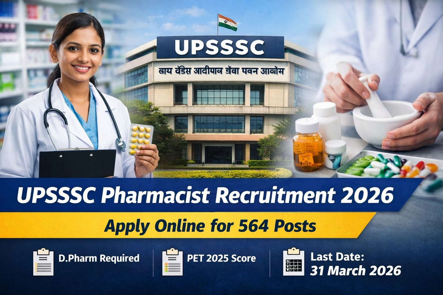 UPSSSC Pharmacist Recruitment 2026 ā Apply Online for 564 Posts