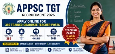 APPSC TGT Recruitment 2026 apply online for 389 trained graduate teacher posts