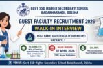 Govt SSD Higher Secondary School Badabharandi Guest Faculty Recruitment 2026 Walk-in Interview 07 April Odisha