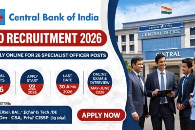 Central Bank of India SO Recruitment 2026 Apply Online for 26 Specialist Officer Posts