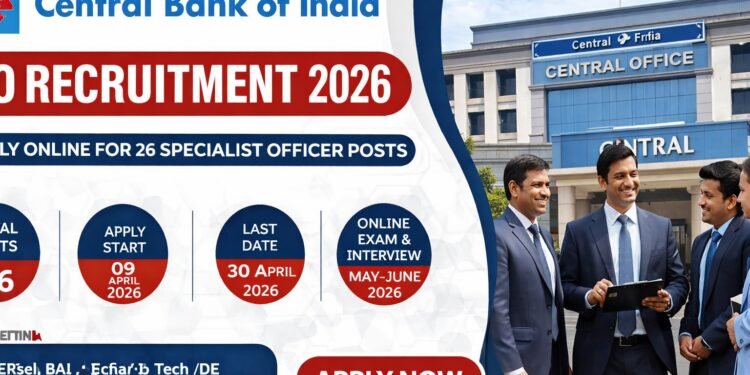 Central Bank of India SO Recruitment 2026 Apply Online for 26 Specialist Officer Posts