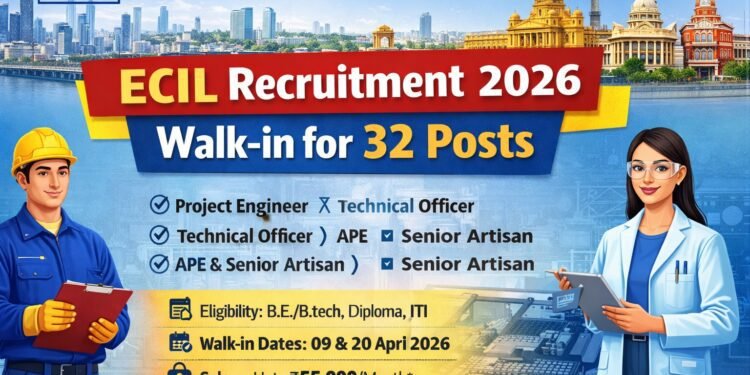 ECIL Recruitment 2026 walk in for 32 posts Project Engineer Technical Officer salary up to 55000