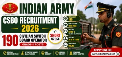 Indian Army CSBO Recruitment 2026 featured image for 190 Civilian Switch Board Operator Grade II vacancies