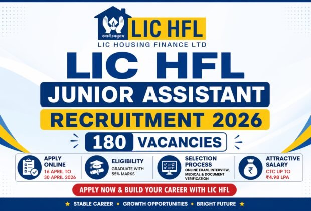 LIC HFL Junior Assistant Recruitment 2026 apply online 180 vacancies eligibility salary exam pattern