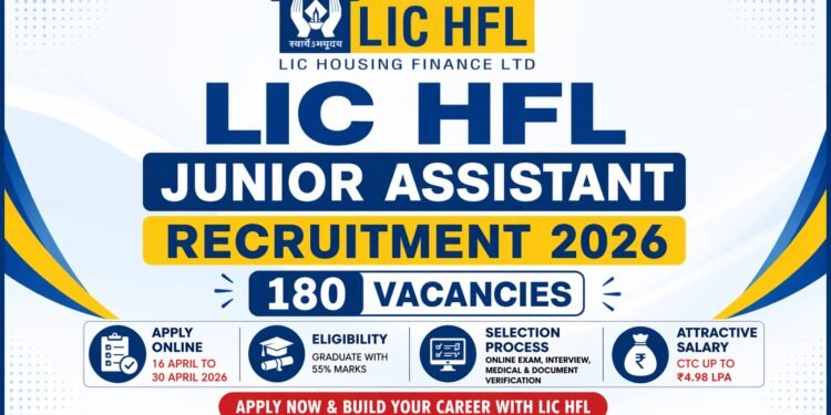 LIC HFL Junior Assistant Recruitment 2026 apply online 180 vacancies eligibility salary exam pattern