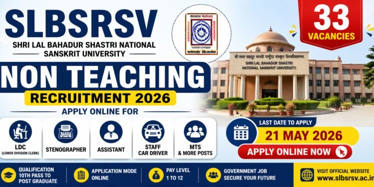 SLBSRSV Non Teaching Recruitment 2026 apply online for 33 LDC Stenographer MTS vacancy last date 21 May 2026