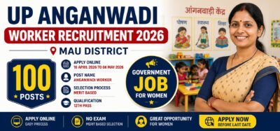 UP Anganwadi Worker Recruitment 2026 apply online for 100 posts in Mau district eligibility details