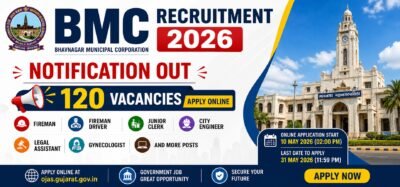 BMC Recruitment 2026 notification image for 120 Fireman Clerk Driver and Bhavnagar Municipal Corporation posts