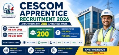 CESCOM Apprentice Recruitment 2026 apply online for 200 apprentice posts in Karnataka