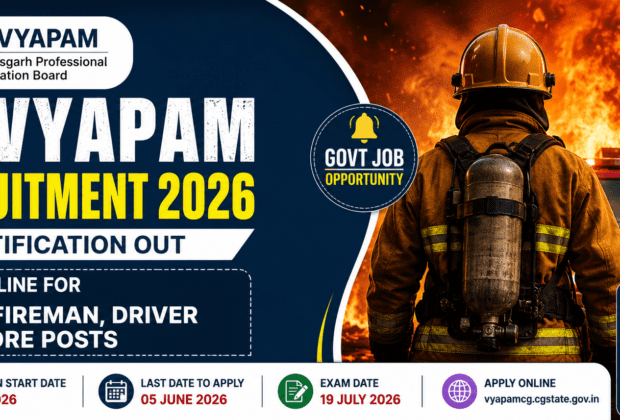 CG Vyapam Recruitment 2026 notification for 295 Fireman Driver and other posts