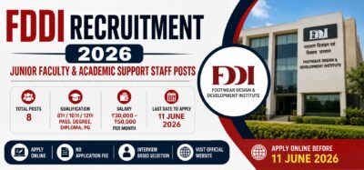 FDDI Recruitment 2026 banner for Junior Faculty and Academic Support Staff posts