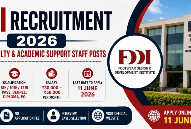 FDDI Recruitment 2026 banner for Junior Faculty and Academic Support Staff posts
