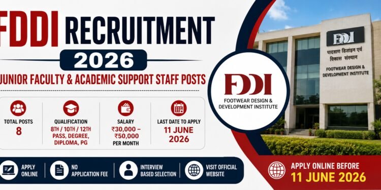 FDDI Recruitment 2026 banner for Junior Faculty and Academic Support Staff posts