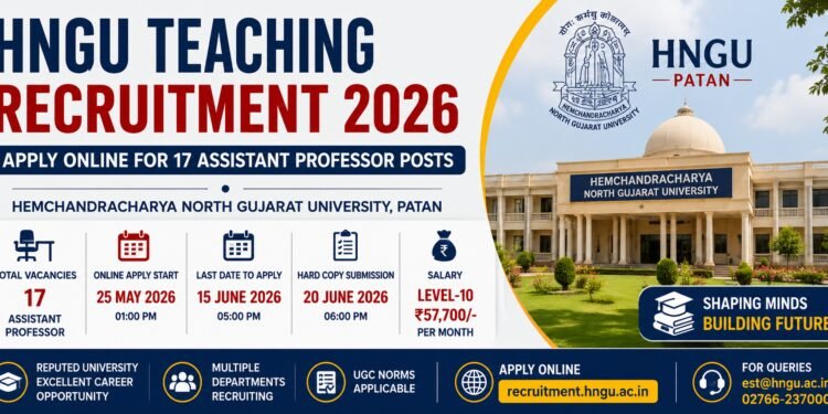 HNGU Teaching Recruitment 2026 Apply Online for 17 Assistant Professor Posts