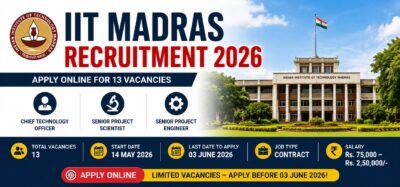 IIT Madras Recruitment 2026 apply online for 13 Chief Technology Officer Senior Project Scientist and Senior Project Engineer posts