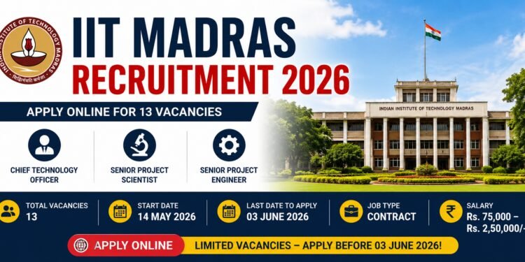 IIT Madras Recruitment 2026 apply online for 13 Chief Technology Officer Senior Project Scientist and Senior Project Engineer posts