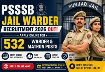 PSSSB Jail Warder Recruitment 2026 apply online for 532 Warder and Matron posts Punjab government jobs banner