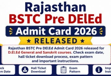 Rajasthan BSTC Pre DElEd Admit Card 2026 Hall Ticket Download