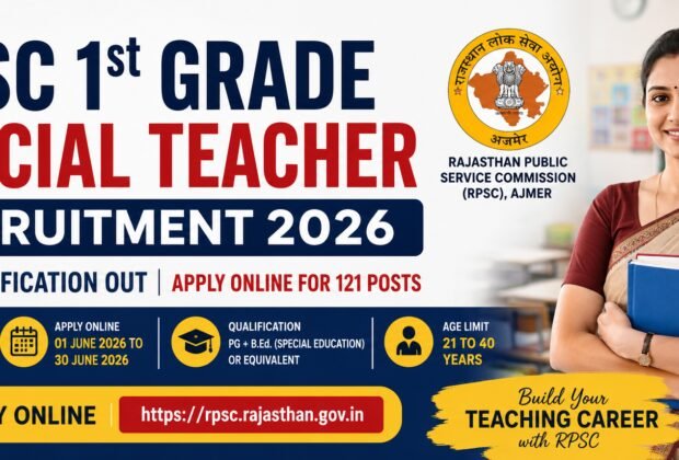 RPSC 1st Grade Special Teacher Recruitment 2026 Apply Online for 121 Posts