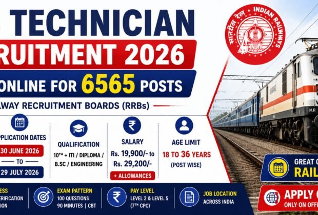 RRB Technician Recruitment 2026 notification for 6565 Technician Grade I Signal and Grade III posts