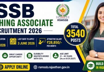 RSSB Teaching Associate Recruitment 2026 apply online for 3540 posts Rajasthan government teaching jobs