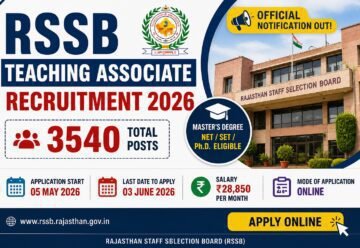 RSSB Teaching Associate Recruitment 2026 Apply Online for 3540 Posts