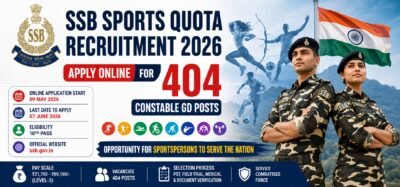 SSB Sports Quota Recruitment 2026 apply online for 404 Constable GD posts under sports quota