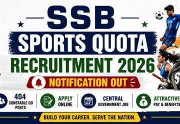 SSB Sports Quota Recruitment 2026 notification out for 404 Constable GD posts apply online