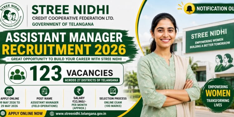 Stree Nidhi Assistant Manager Recruitment 2026 apply online for 123 vacancies in Telangana