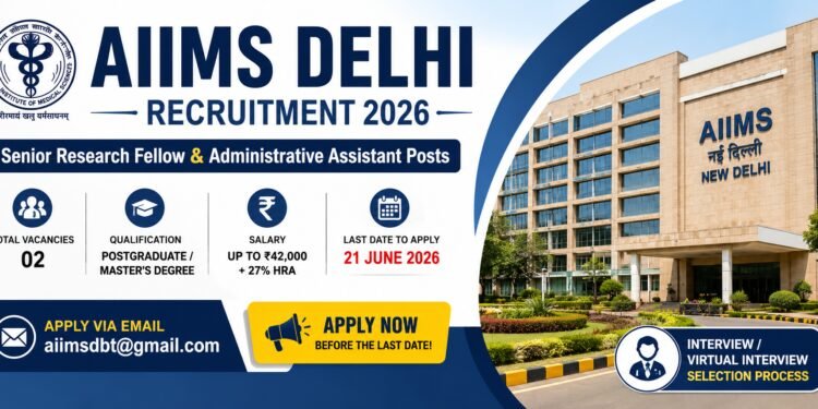 AIIMS Delhi Recruitment 2026 for Senior Research Fellow and Administrative Assistant Posts