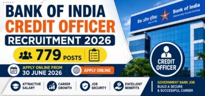 Bank of India Credit Officer Recruitment 2026 notification for 779 Credit Officer posts. Apply online from 30 June 2026.
