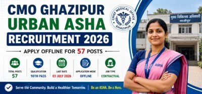 CMO Ghazipur Urban ASHA Recruitment 2026 notification for 57 Urban ASHA posts apply offline before 03 July 2026