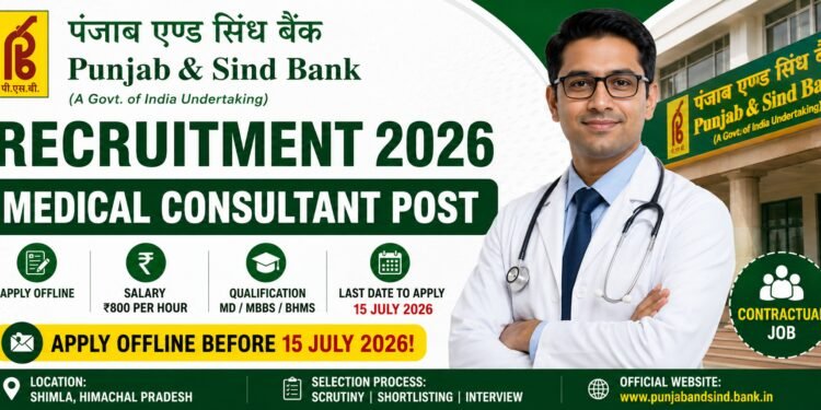 Punjab & Sind Bank Medical Consultant Recruitment 2026 notification for Medical Consultant post apply offline before 15 July 2026